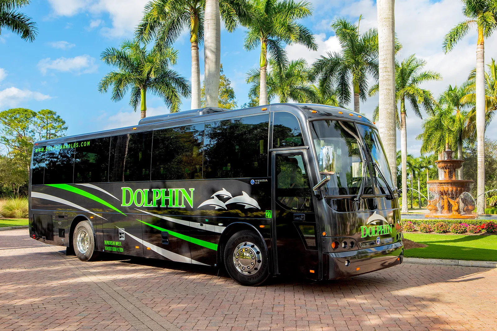 Dolphin Transportation branded motorcoach