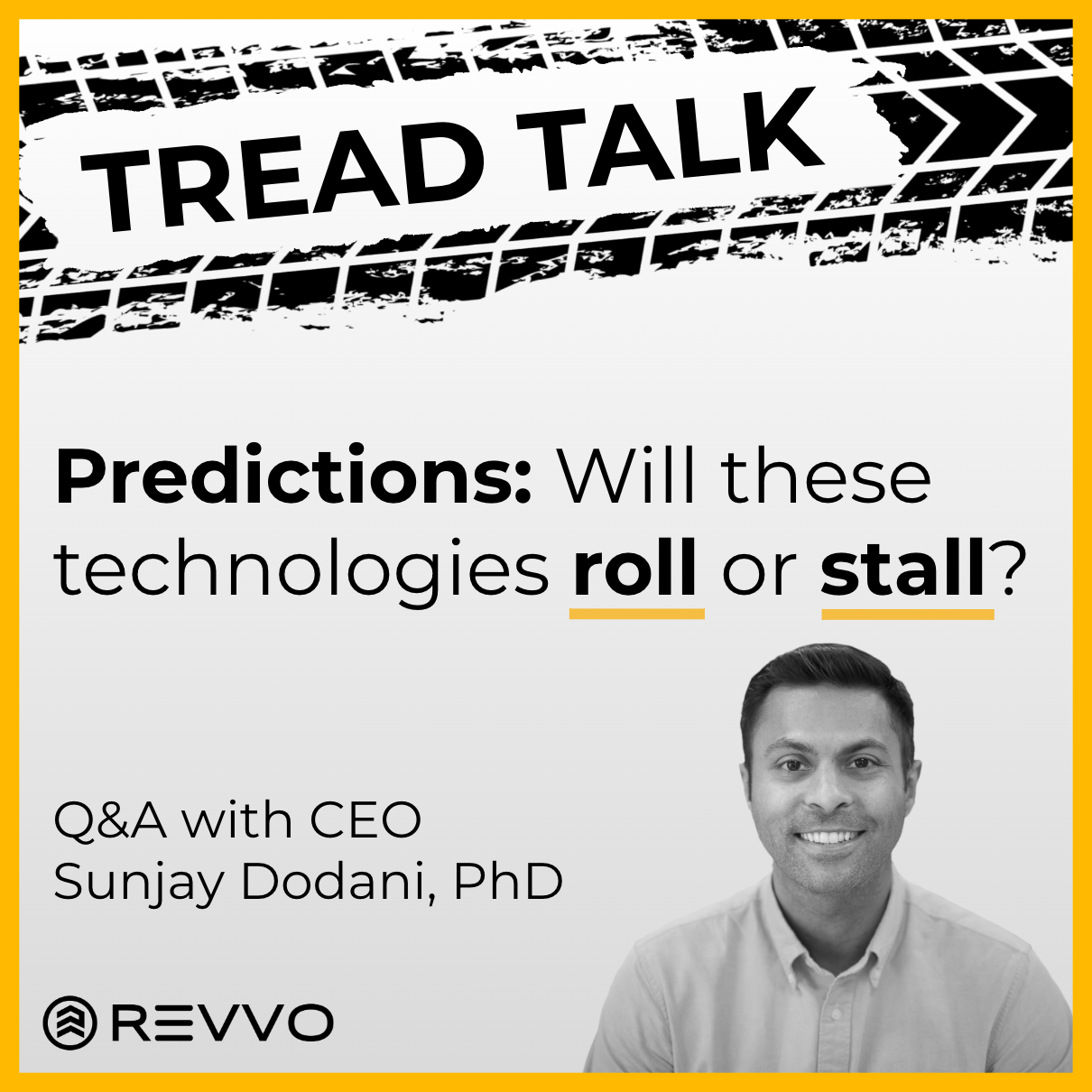 Promotional graphic for technology predictions Q&A event.